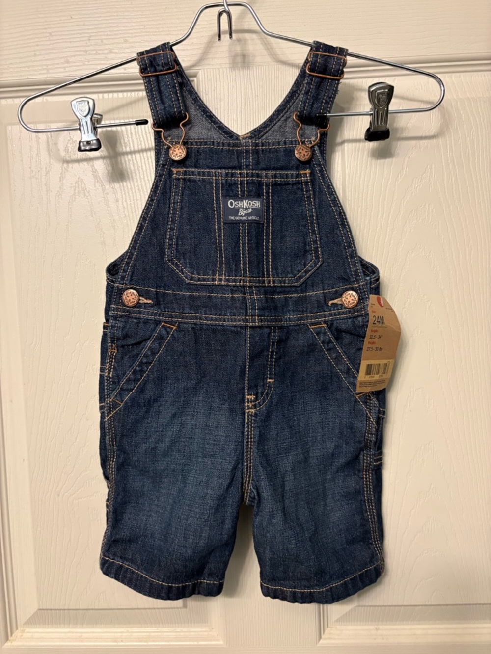 NWT Oshkosh B'gosh Short Overalls Bibs Baby  Vestbak Blue Denim Straps 24 months